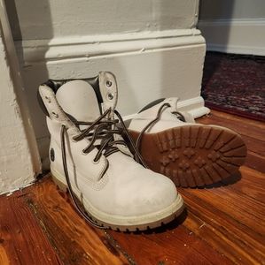 White Suede Timberlands Low tops